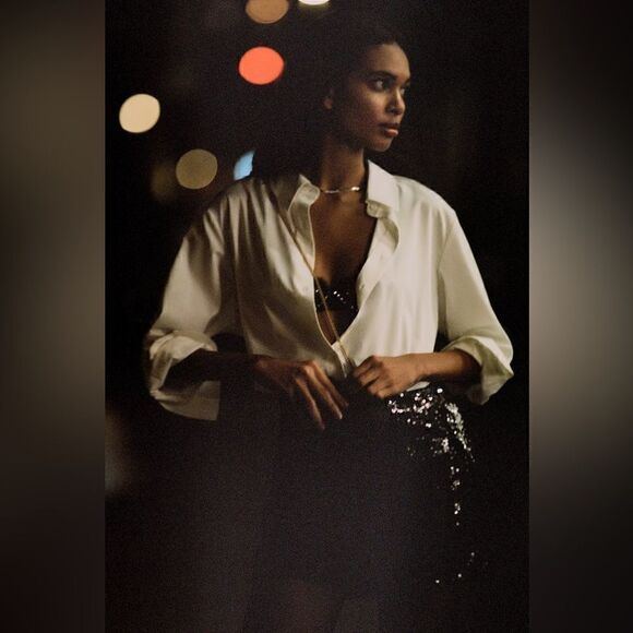 Anthropologie x Mare Mare Buttondown Sequin Twofer Mini Dress Size XL - Picture 2 of 5